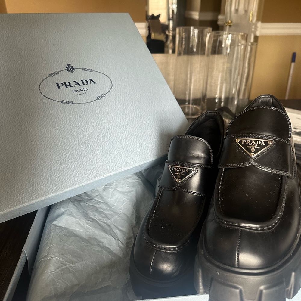 Prada Brushed Leather Loafers